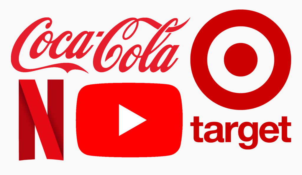 The image features logos of four recognizable brands, distinguished by their unique fonts and iconic symbols, arranged in a row on a white background.