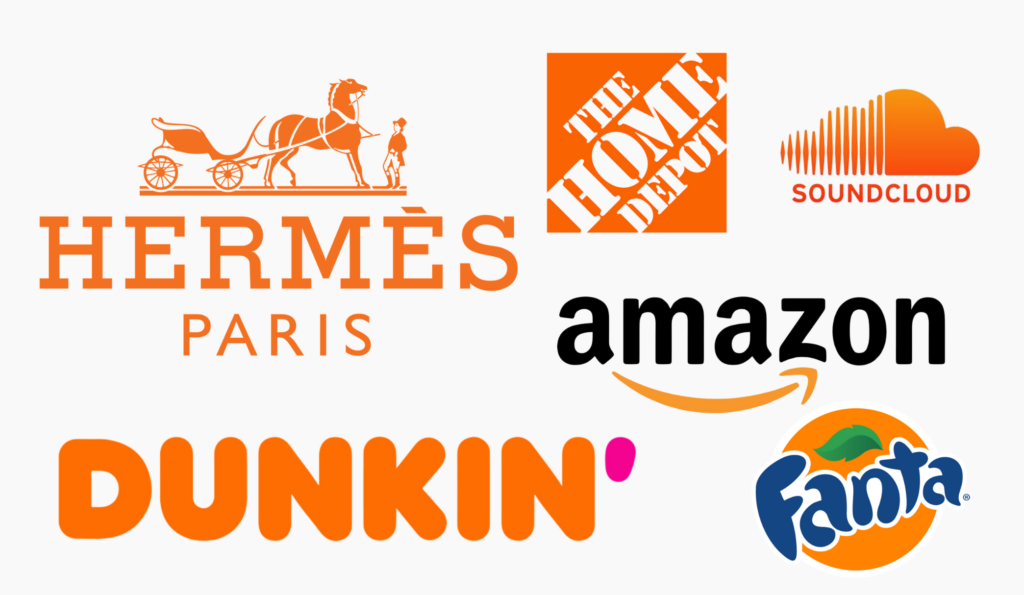 The image shows an array of seven diverse company logos from different industries, including luxury goods, home improvement, music streaming, e-commerce, food, and beverages.